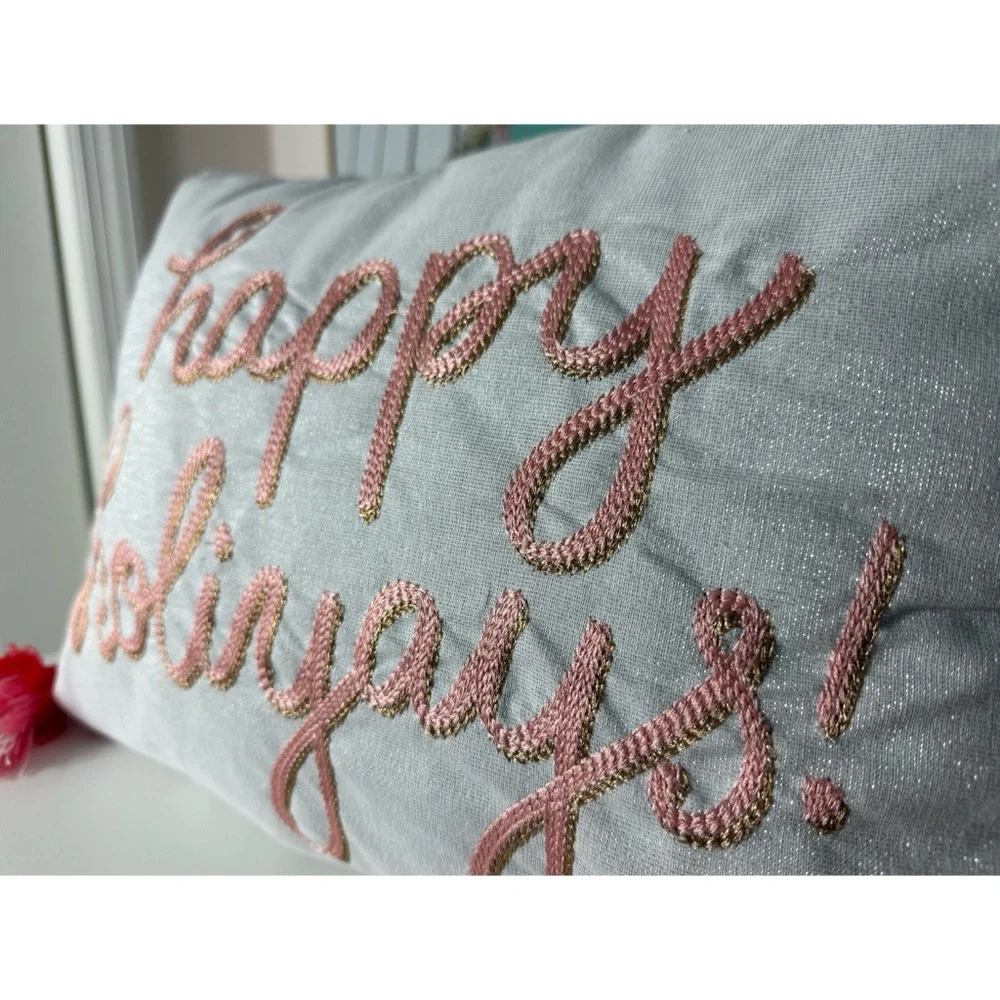 LC Lauren Conrad Happy Holiyays Christmas Tassel Decorative Holiday Pillow